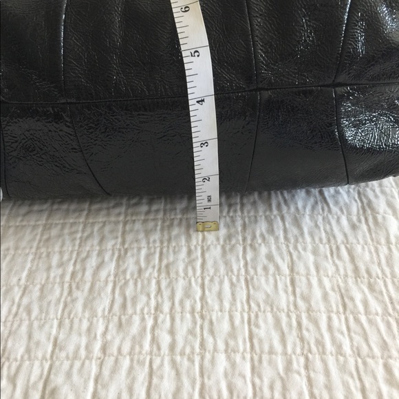 EUC Stuart Weitzman black hobo distressed patent leather satchel - Picture 14 of 14